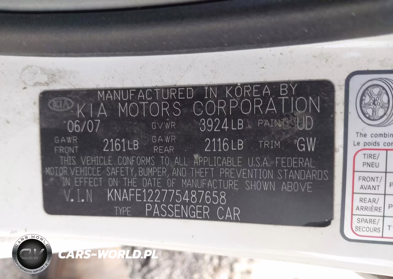2007 Kia Spectra Ex VIN:KNAFE122775487658 - 9