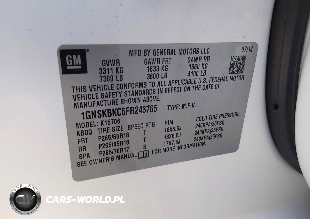2015 Chevrolet Tahoe Lt VIN:1GNSKBKC6FR243765 - 9