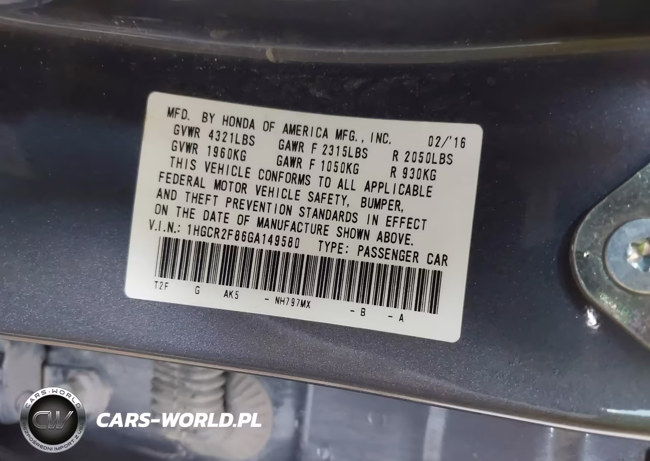 2016 Honda Accord Ex-L VIN:1HGCR2F86GA149580 - 9