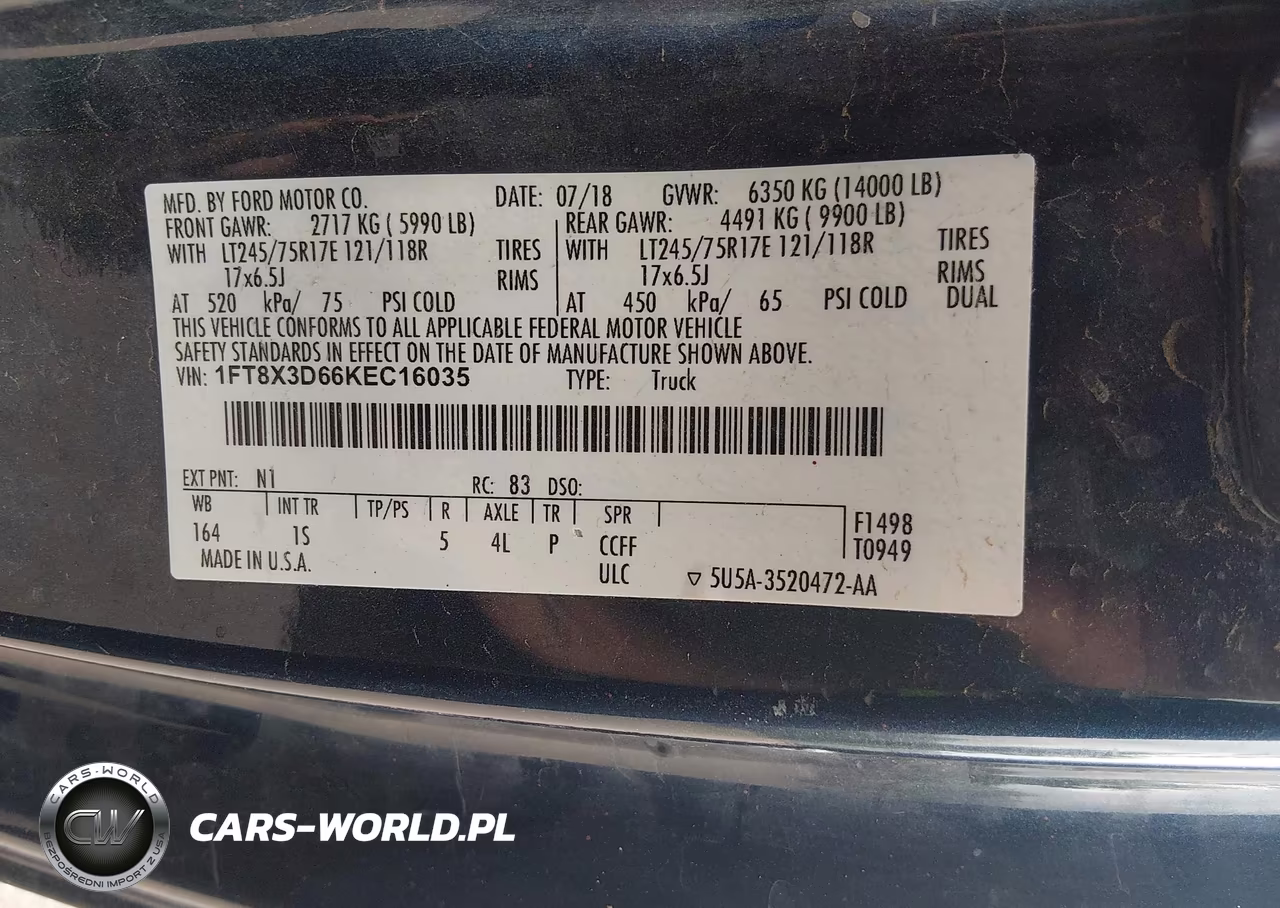 2019 Ford F-350 Xl VIN:1FT8X3D66KEC16035 - 9