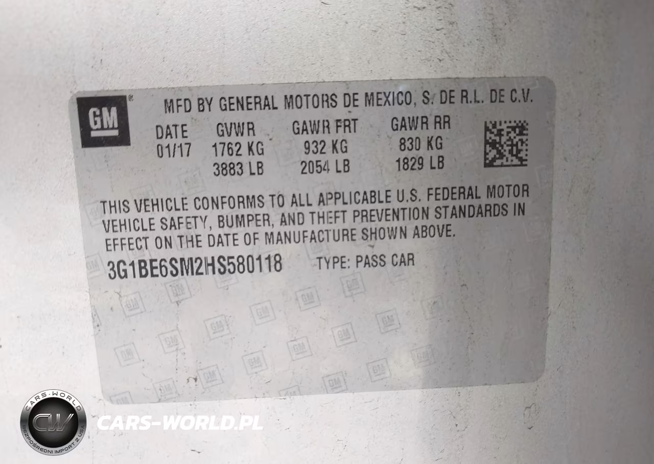 2017 Chevrolet Cruze Lt Auto VIN:3G1BE6SM2HS580118 - 9
