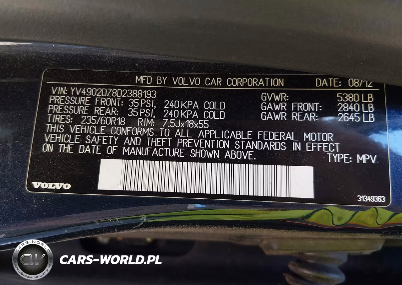 2013 Volvo Xc60 T6 VIN:YV4902DZ8D2388193 - 9