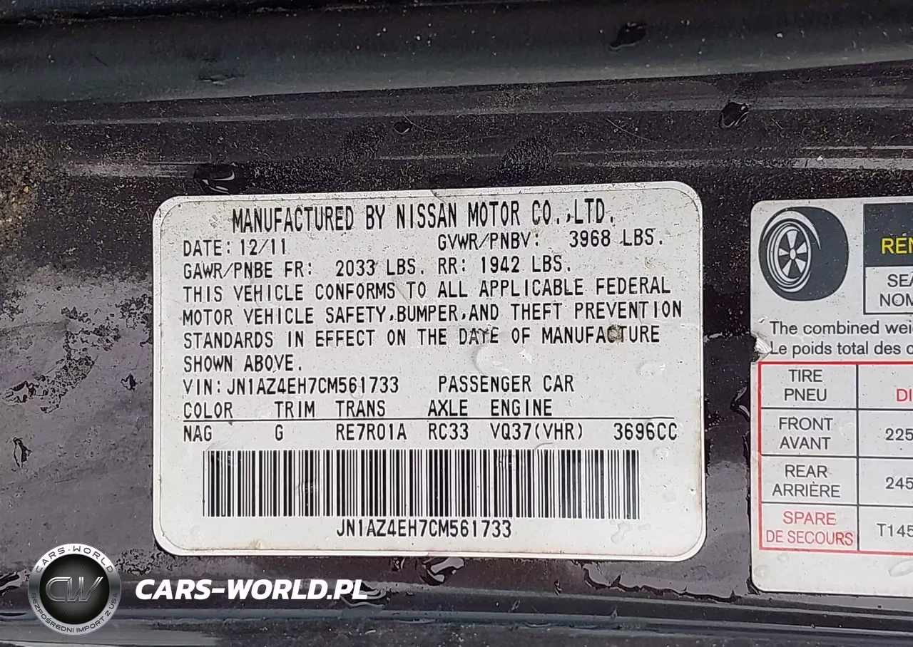 2012 Nissan 370Z VIN:JN1AZ4EH7CM561733 - 9