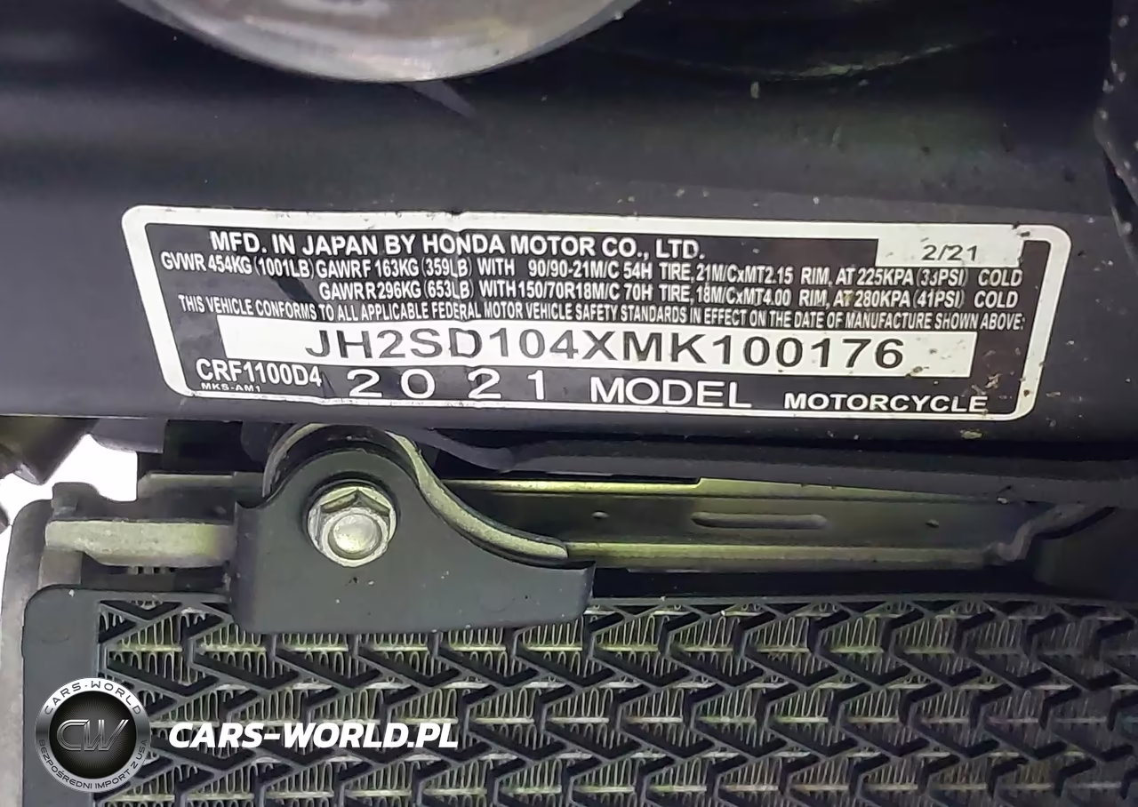 2021 Honda Crf1100 D4 VIN:JH2SD104XMK100176 - 10