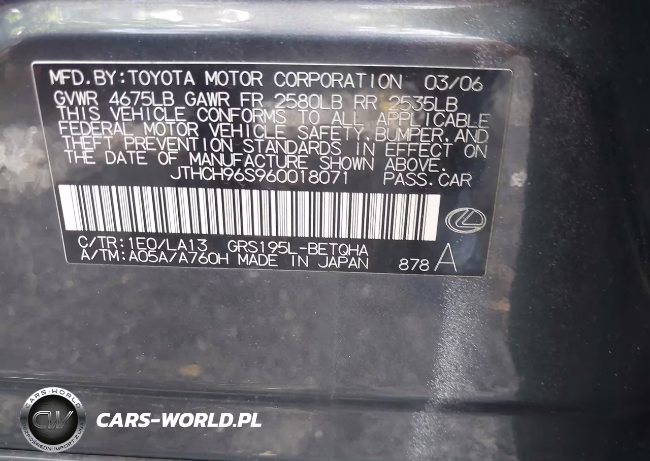 2006 Lexus Gs 300 VIN:JTHCH96S960018071 - 9