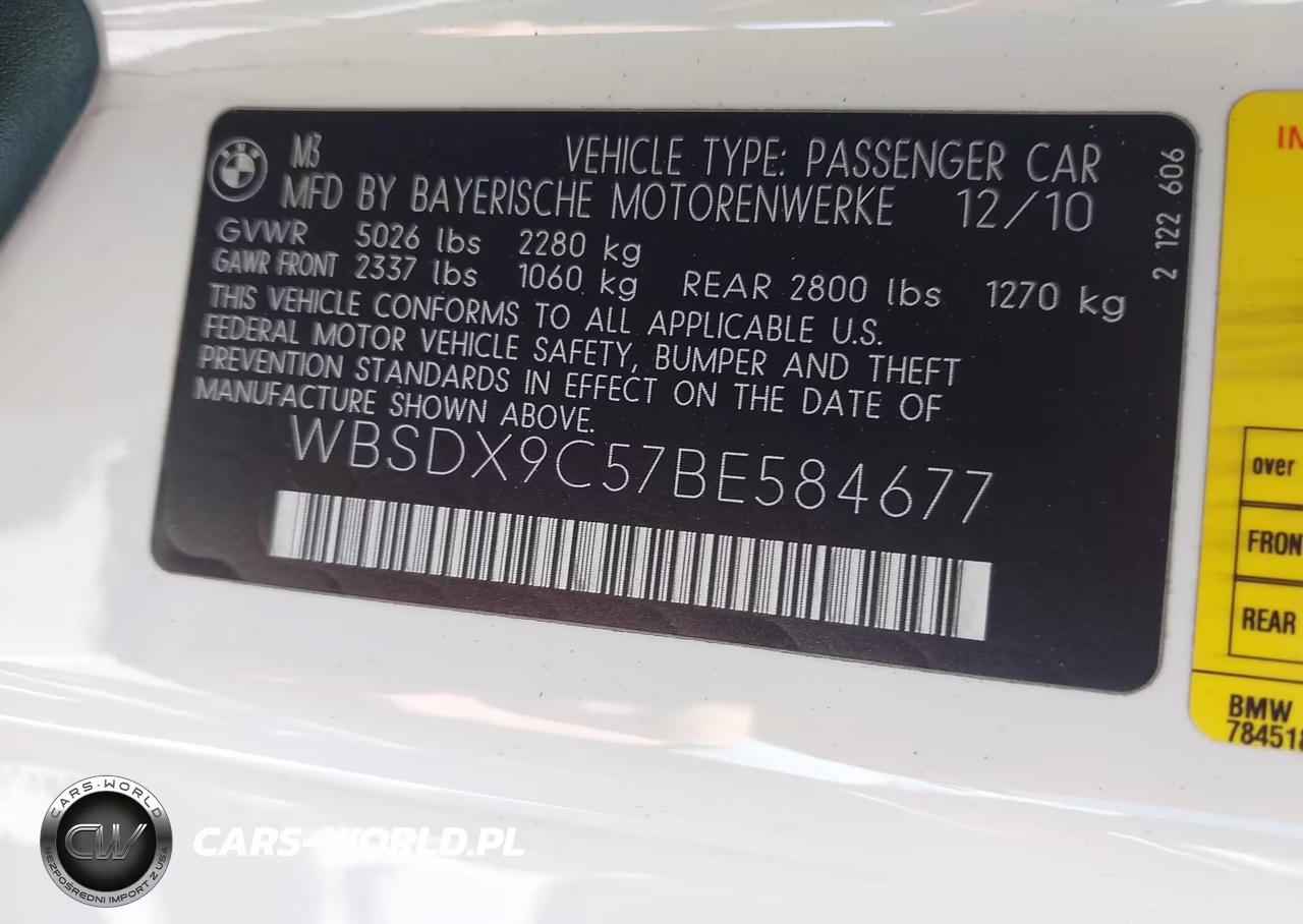 2011 BMW M3 VIN:WBSDX9C57BE584677 - 9