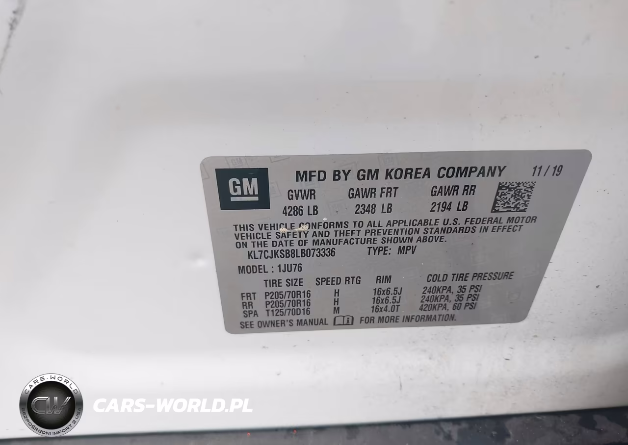 2020 Chevrolet Trax Fwd Ls VIN:KL7CJKSB8LB073336 - 9