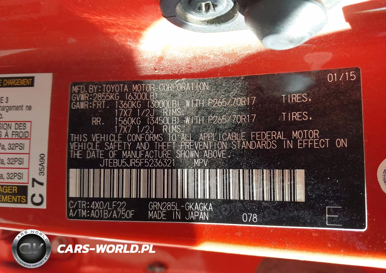 2015 Toyota 4Runner Trd Pro VIN:JTEBU5JR5F5236321 - 9