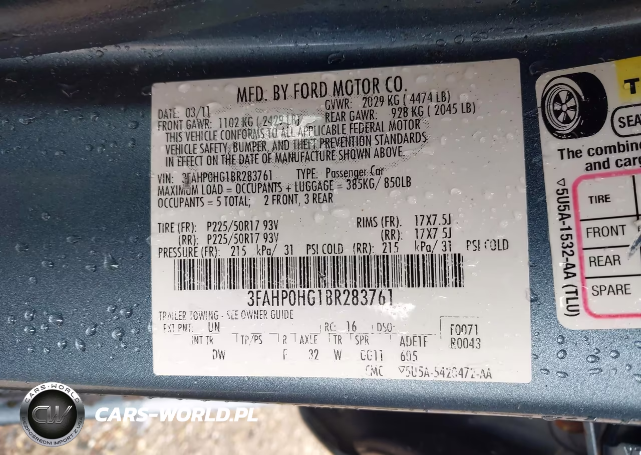 2011 Ford Fusion Se VIN:3FAHP0HG1BR283761 - 9