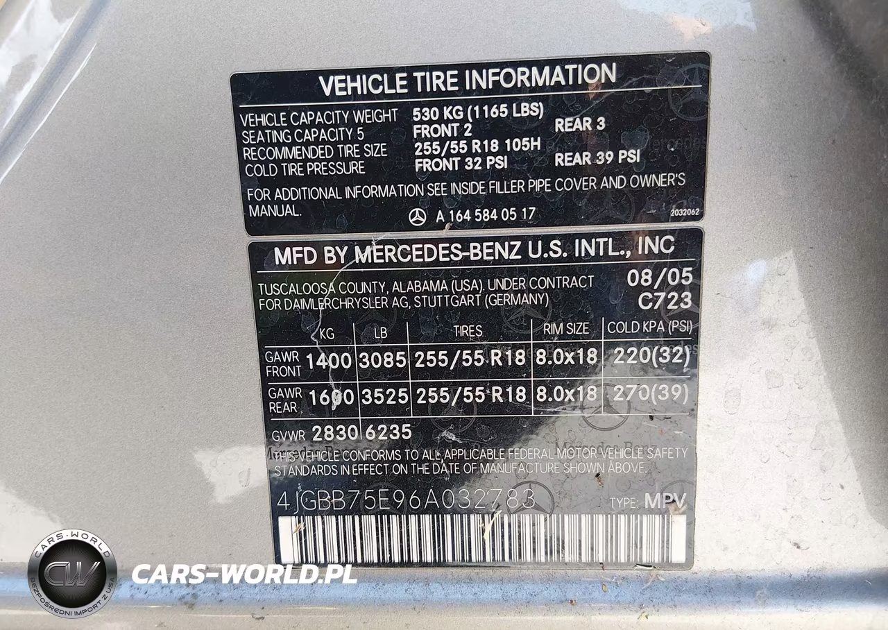2006 Mercedes-Benz Ml 500 4Matic VIN:4JGBB75E96A032783 - 9