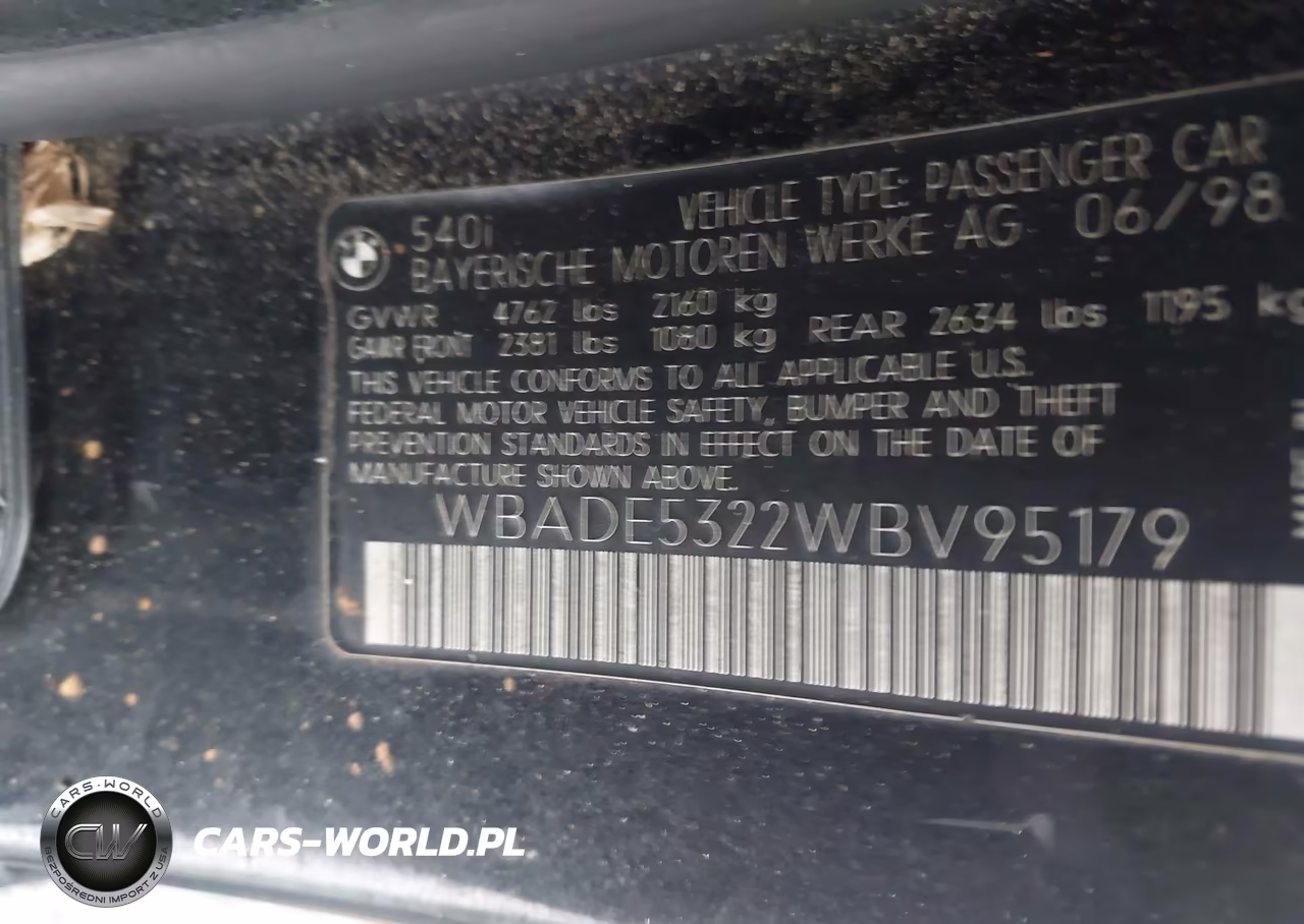 1998 BMW 540I VIN:WBADE5322WBV95179 - 9