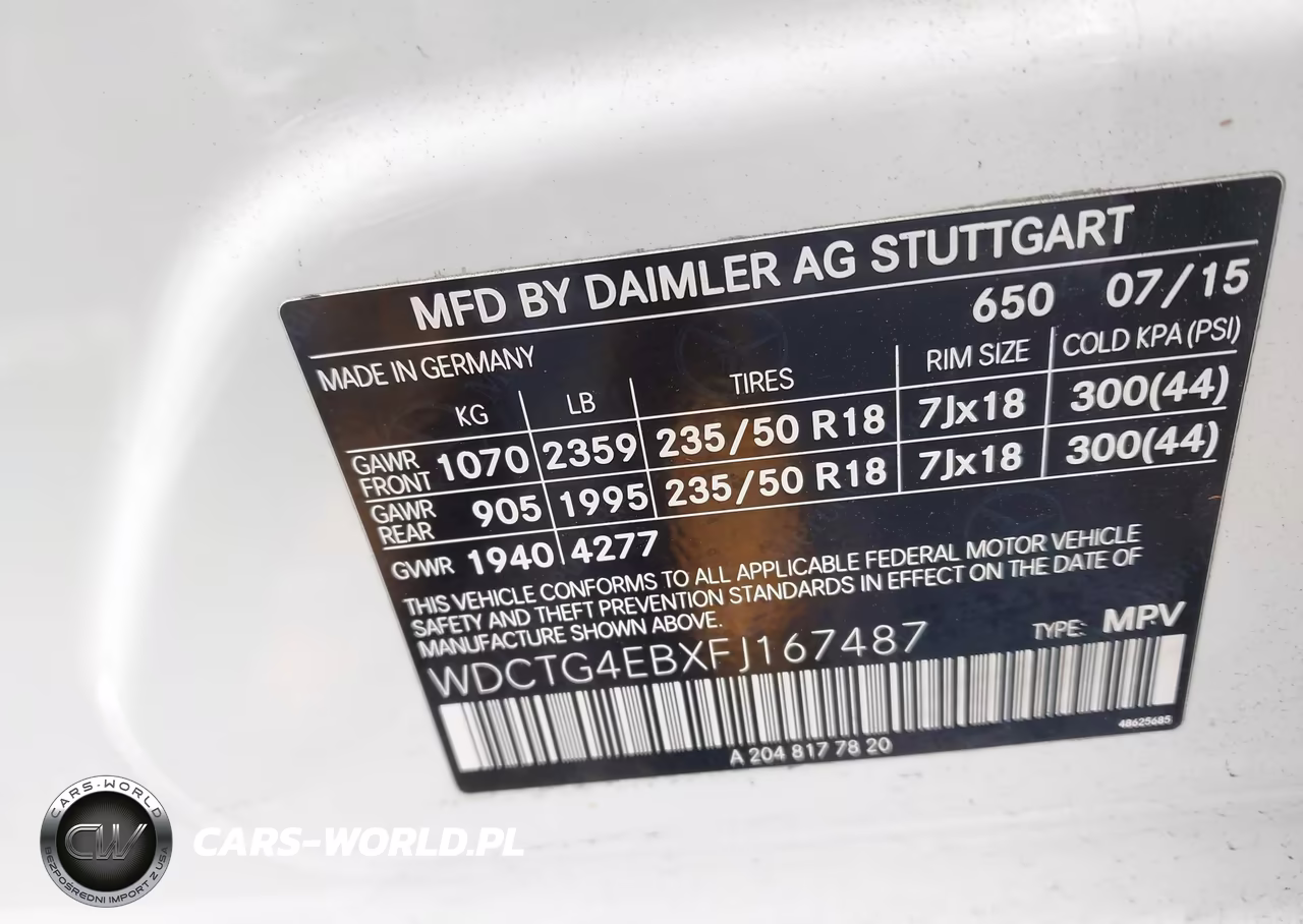 2015 Mercedes-Benz Gla 250 VIN:WDCTG4EBXFJ167487 - 9