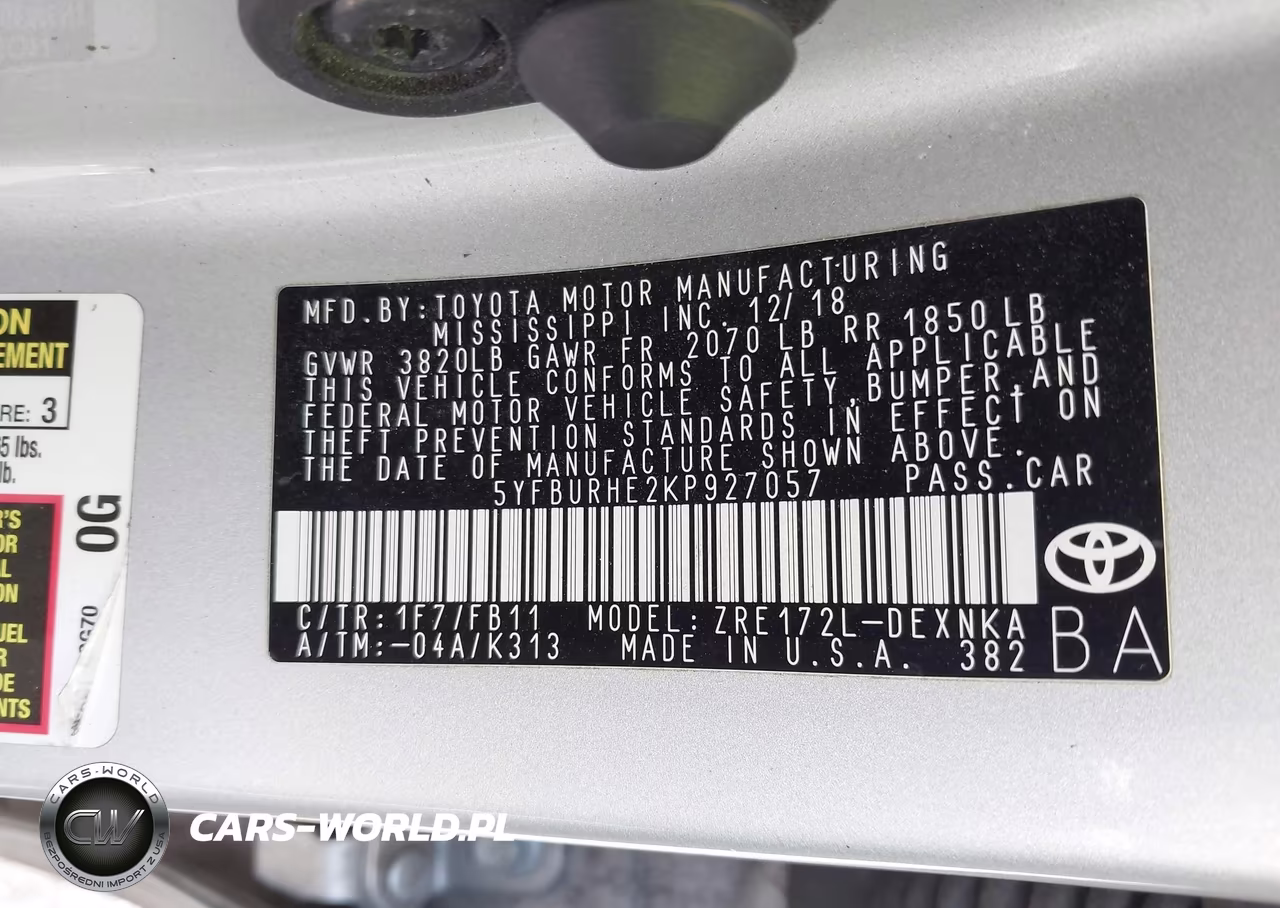 2019 Toyota Corolla Le VIN:5YFBURHE2KP927057 - 9