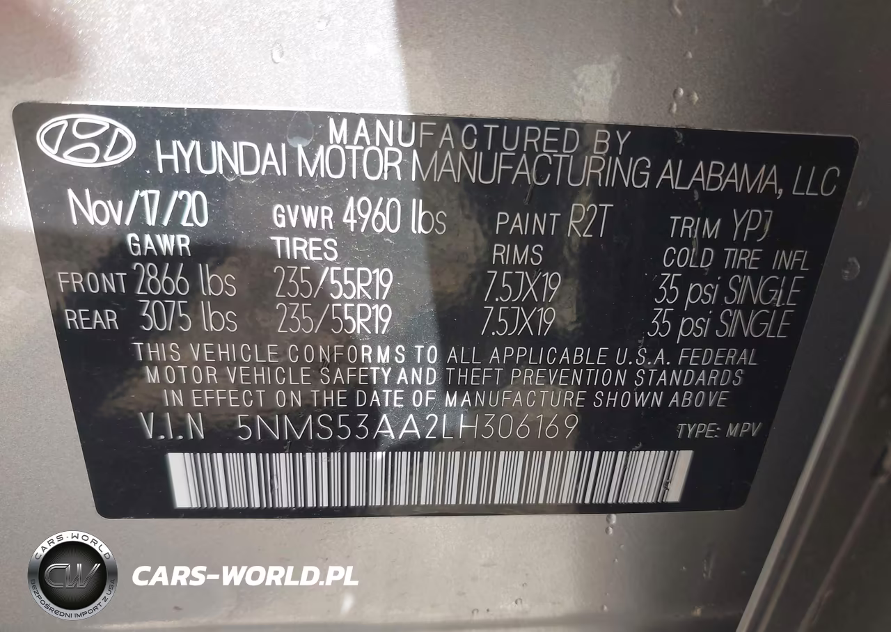 2020 Hyundai Santa Fe Limited 2.0T VIN:5NMS53AA2LH306169 - 9