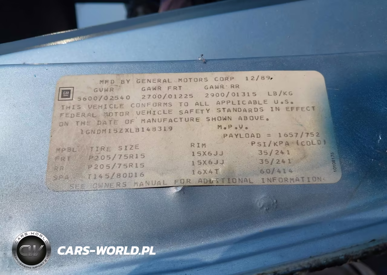 1990 Chevrolet Astro VIN:1GNDM15ZXLB148319 - 9