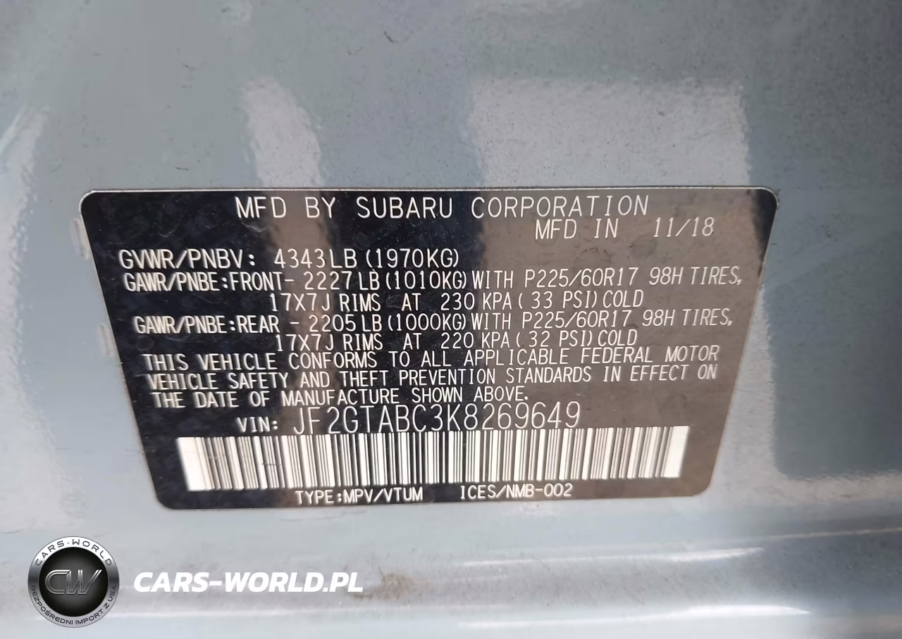 2019 Subaru Crosstrek 2.0I VIN:JF2GTABC3K8269649 - 9