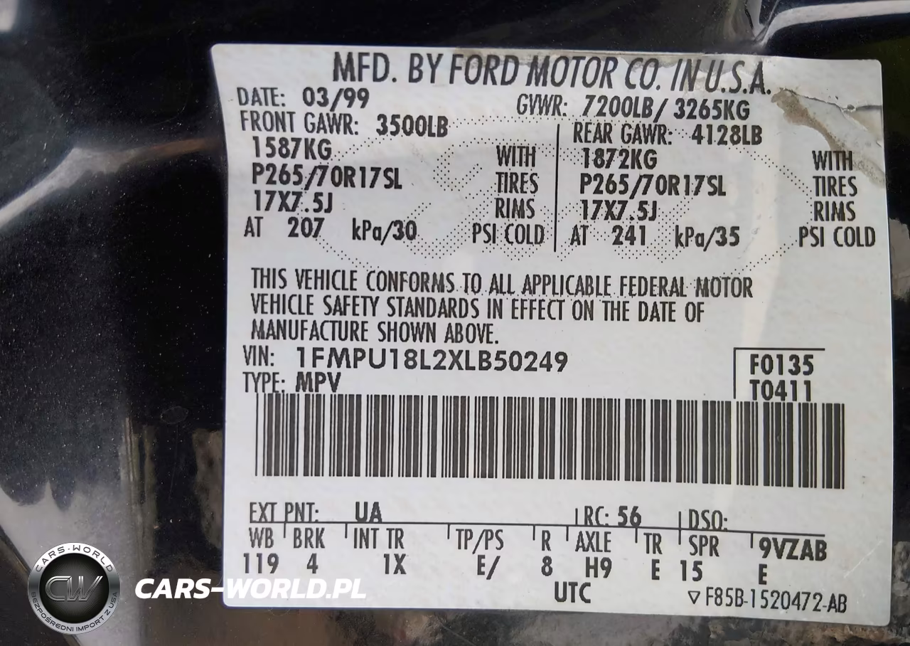 1999 Ford Expedition Eddie Bauer-Xlt VIN:1FMPU18L2XLB50249 - 9