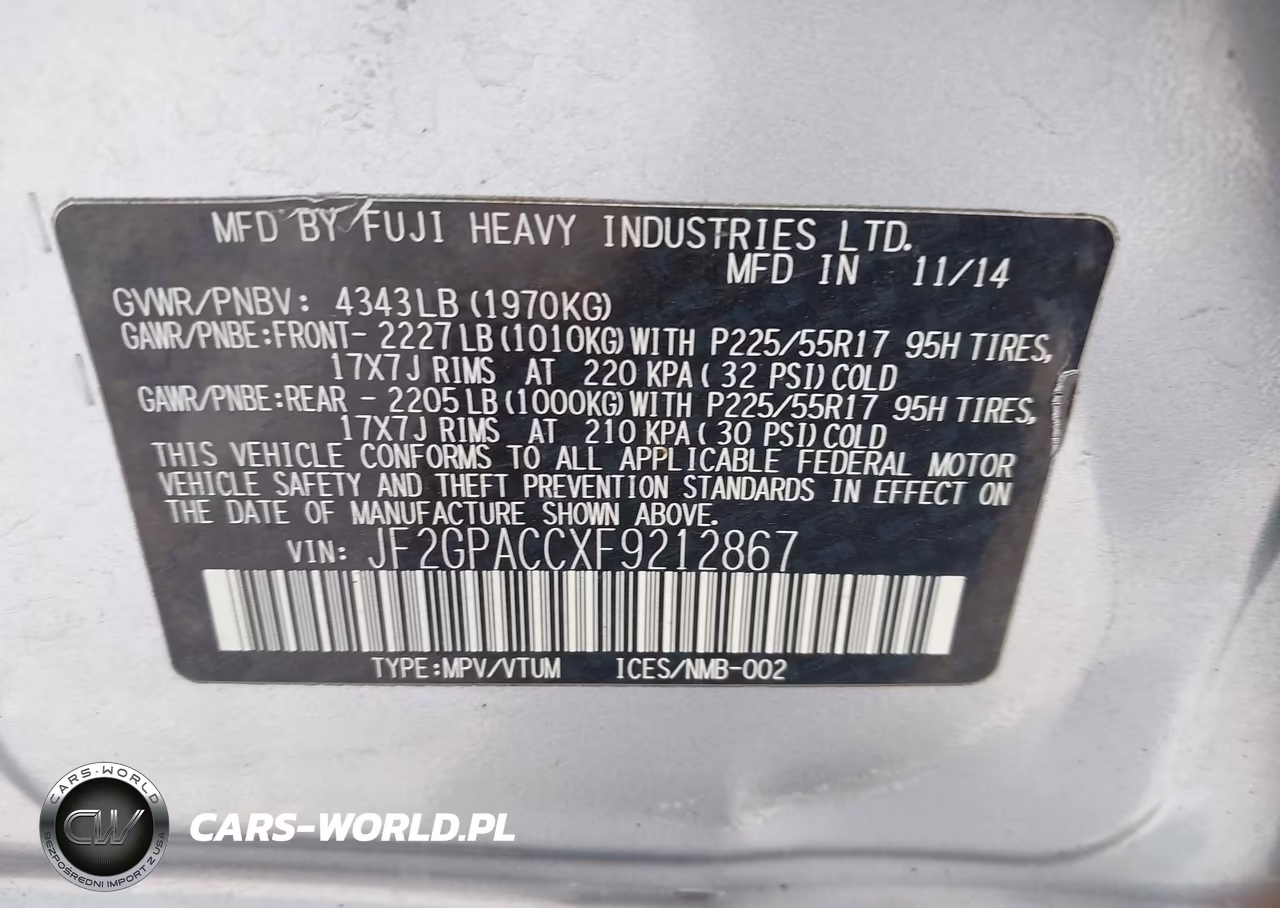 2015 Subaru Xv Crosstrek 2.0I Premium VIN:JF2GPACCXF9212867 - 9