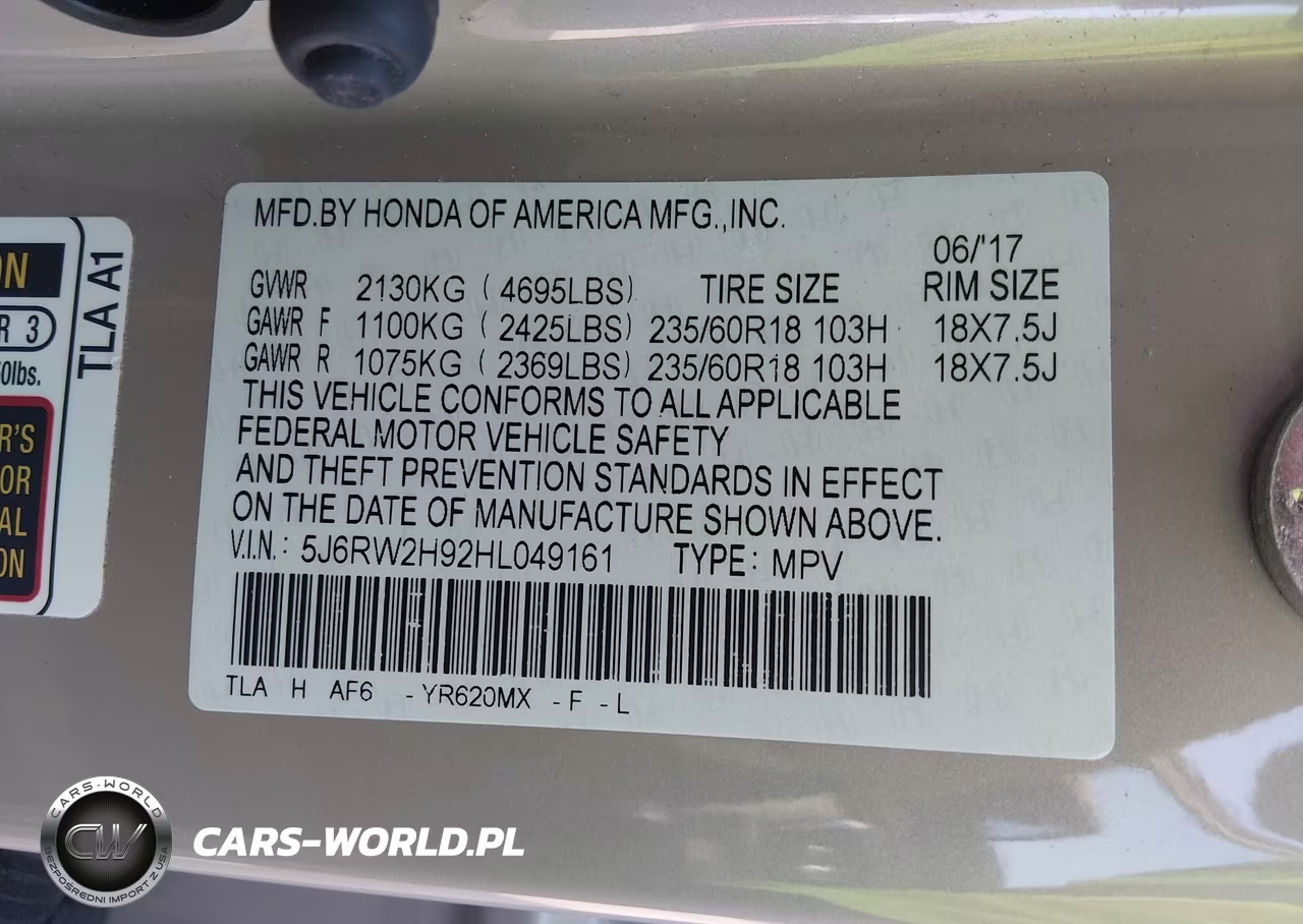 2017 Honda Cr-V Touring VIN:5J6RW2H92HL049161 - 9