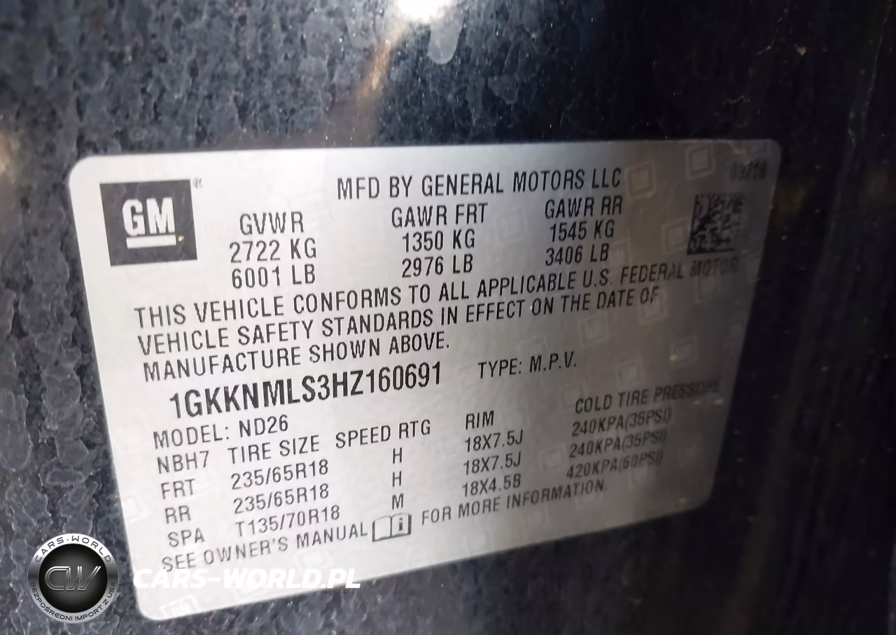 2017 GMC Acadia Slt-1 VIN:1GKKNMLS3HZ160691 - 9