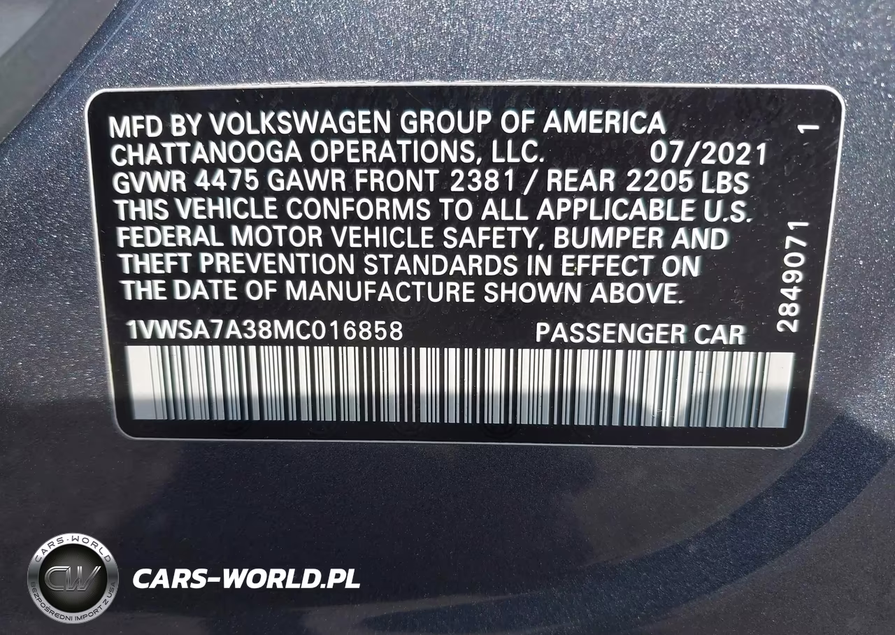 2021 Volkswagen Passat 2.0T Se VIN:1VWSA7A38MC016858 - 9