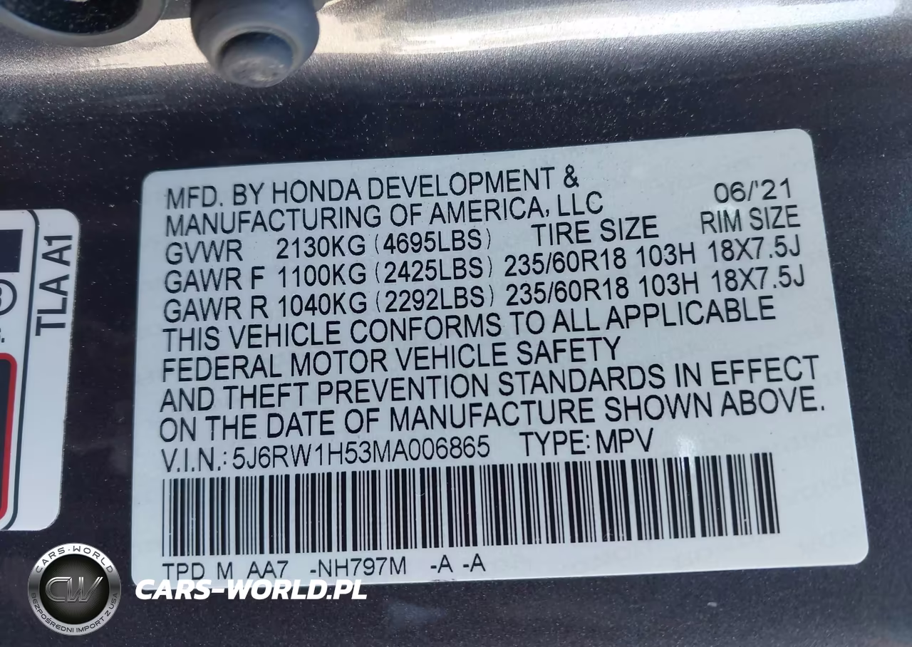 2021 Honda Cr-V 2Wd Ex VIN:5J6RW1H53MA006865 - 9