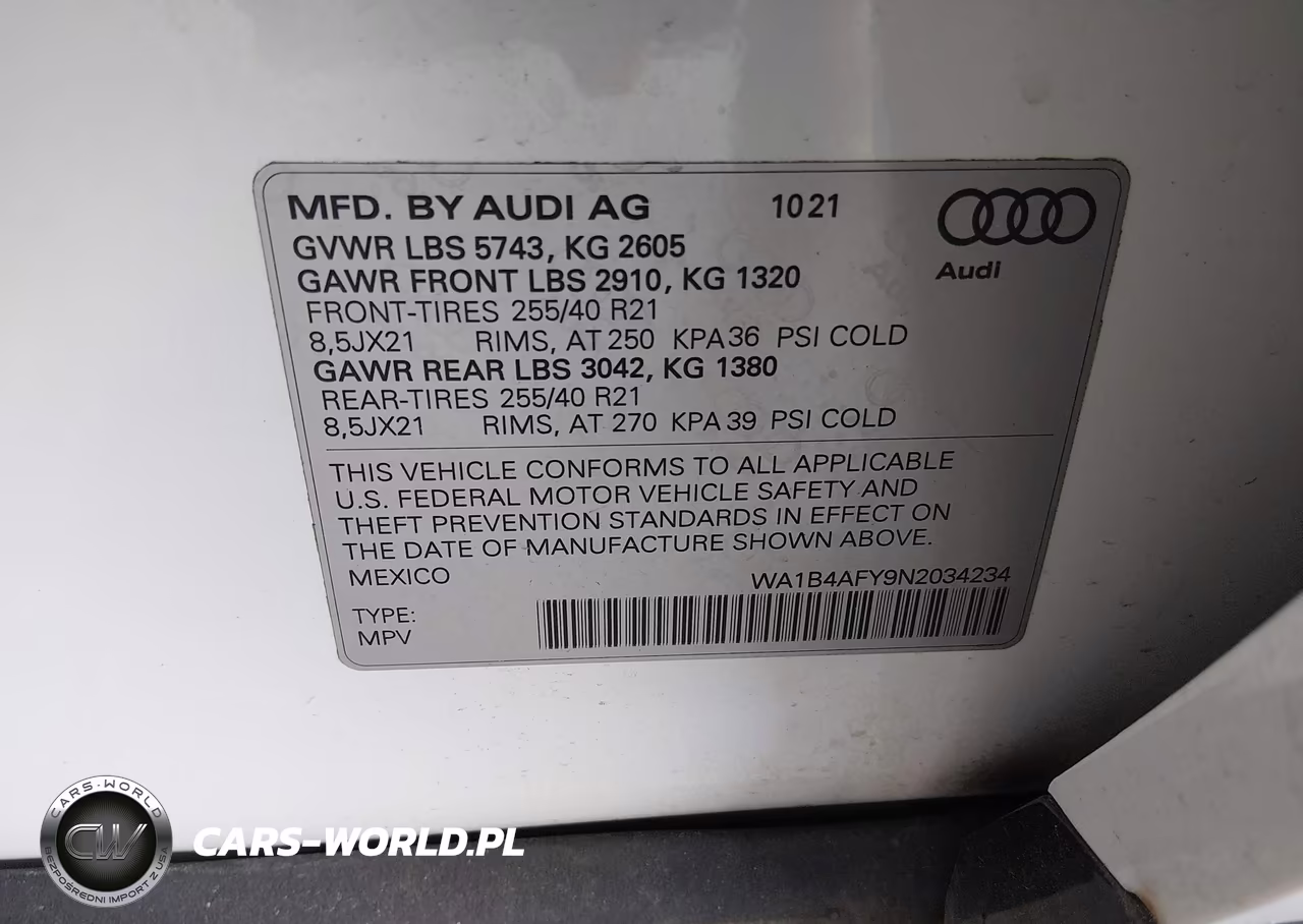 2022 Audi Sq5 Premium Plus Tfsi Quattro Tiptronic VIN:WA1B4AFY9N2034234 - 9