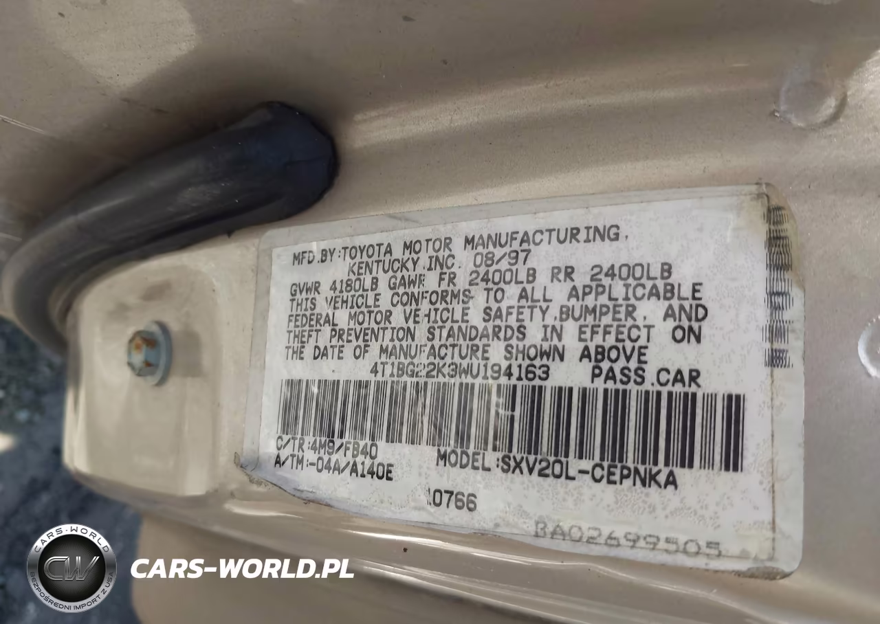 1998 Toyota Camry Le VIN:4T1BG22K3WU194163 - 9