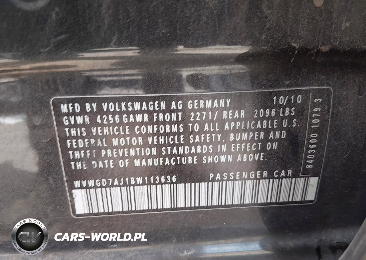 2011 Volkswagen Gti 4-Door VIN:WVWGD7AJ1BW113636 - 9