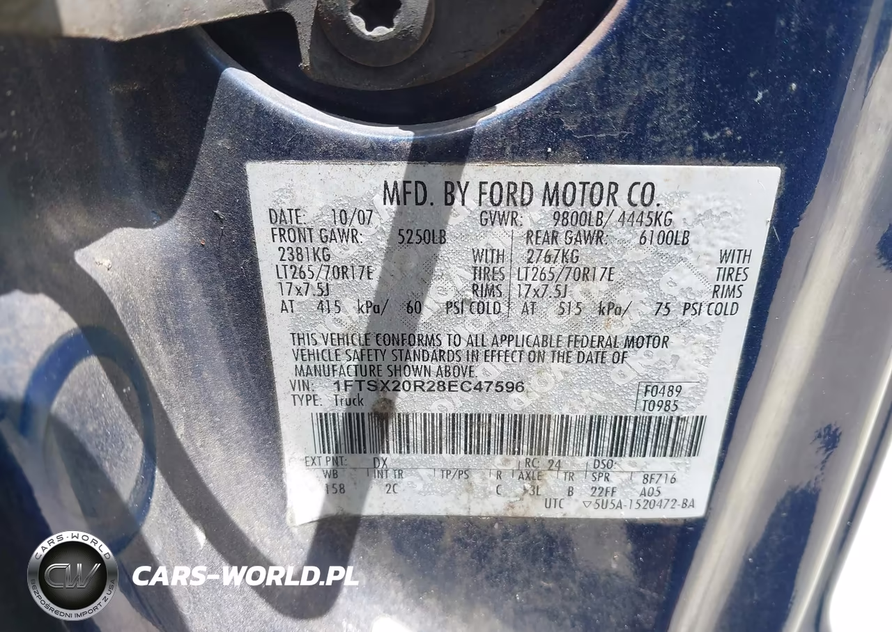 2008 Ford F-250 Xlt VIN:1FTSX20R28EC47596 - 9