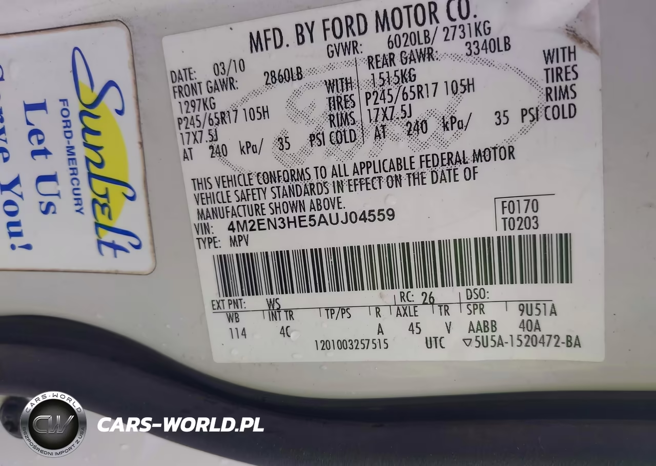 2010 Mercury Mountaineer VIN:4M2EN3HE5AUJ04559 - 9