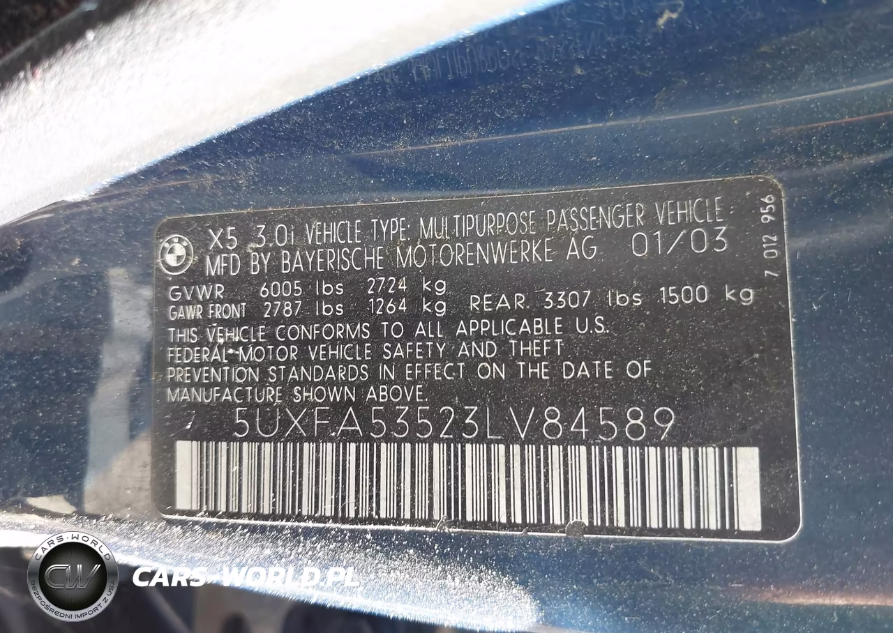 2003 BMW X5 3.0I VIN:5UXFA53523LV84589 - 9