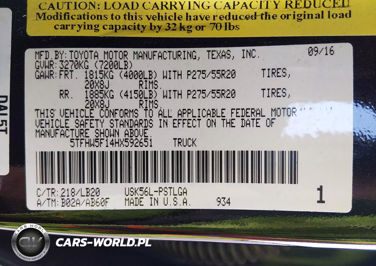 2017 Toyota Tundra Limited 5.7L V8 VIN:5TFHW5F14HX592651 - 9