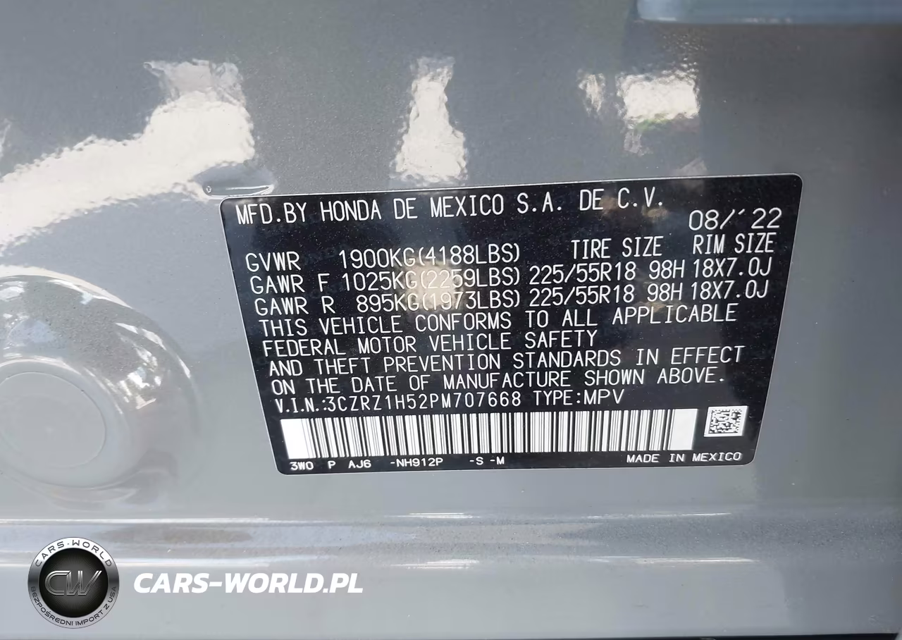 2023 Honda Hr-V 2Wd Sport VIN:3CZRZ1H52PM707668 - 9