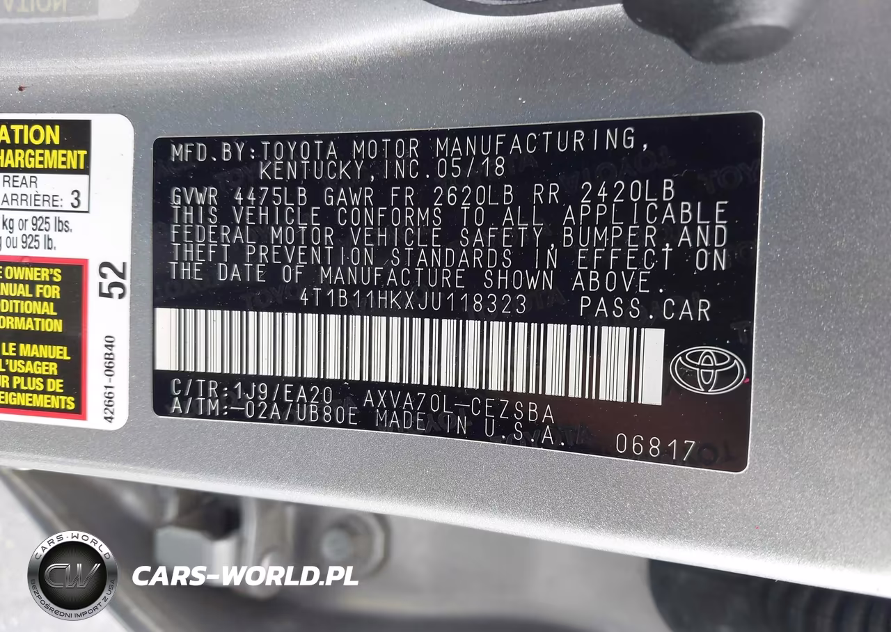 2018 Toyota Camry Se VIN:4T1B11HKXJU118323 - 9