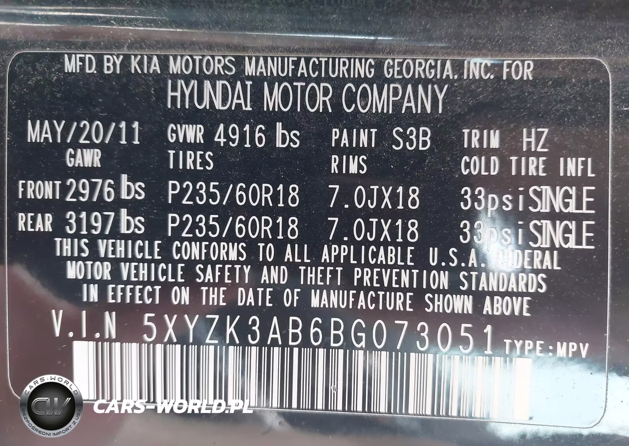 2011 Hyundai Santa Fe Limited VIN:5XYZK3AB6BG073051 - 9