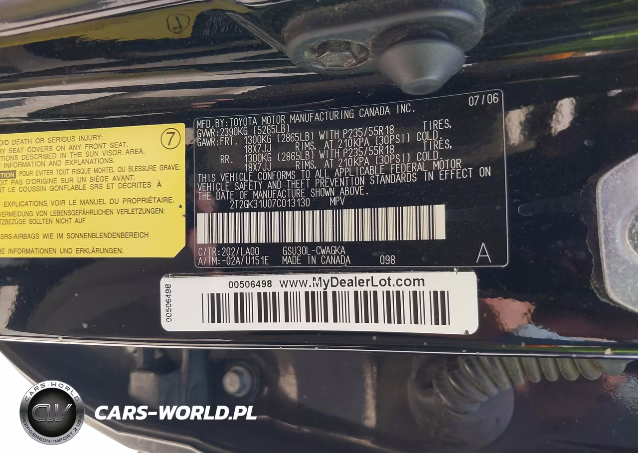 2007 Lexus Rx 350 VIN:2T2GK31U07C013130 - 9