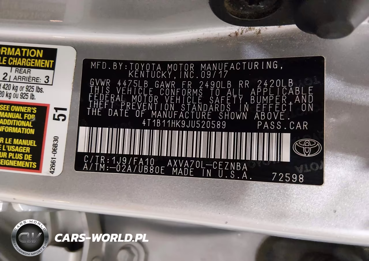 2018 Toyota Camry Le VIN:4T1B11HK9JU520589 - 9
