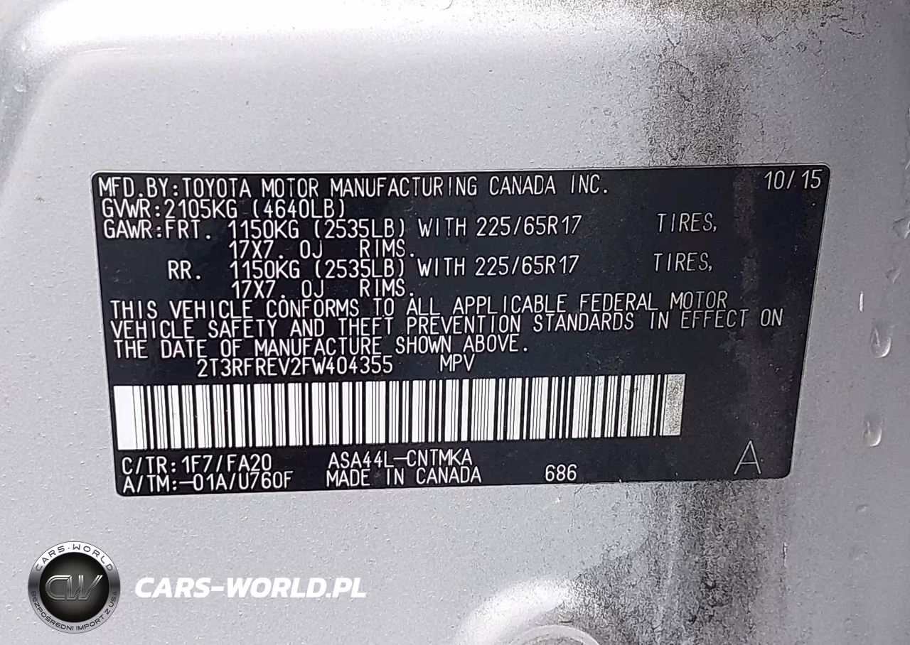 2015 Toyota Rav4 Xle VIN:2T3RFREV2FW404355 - 9