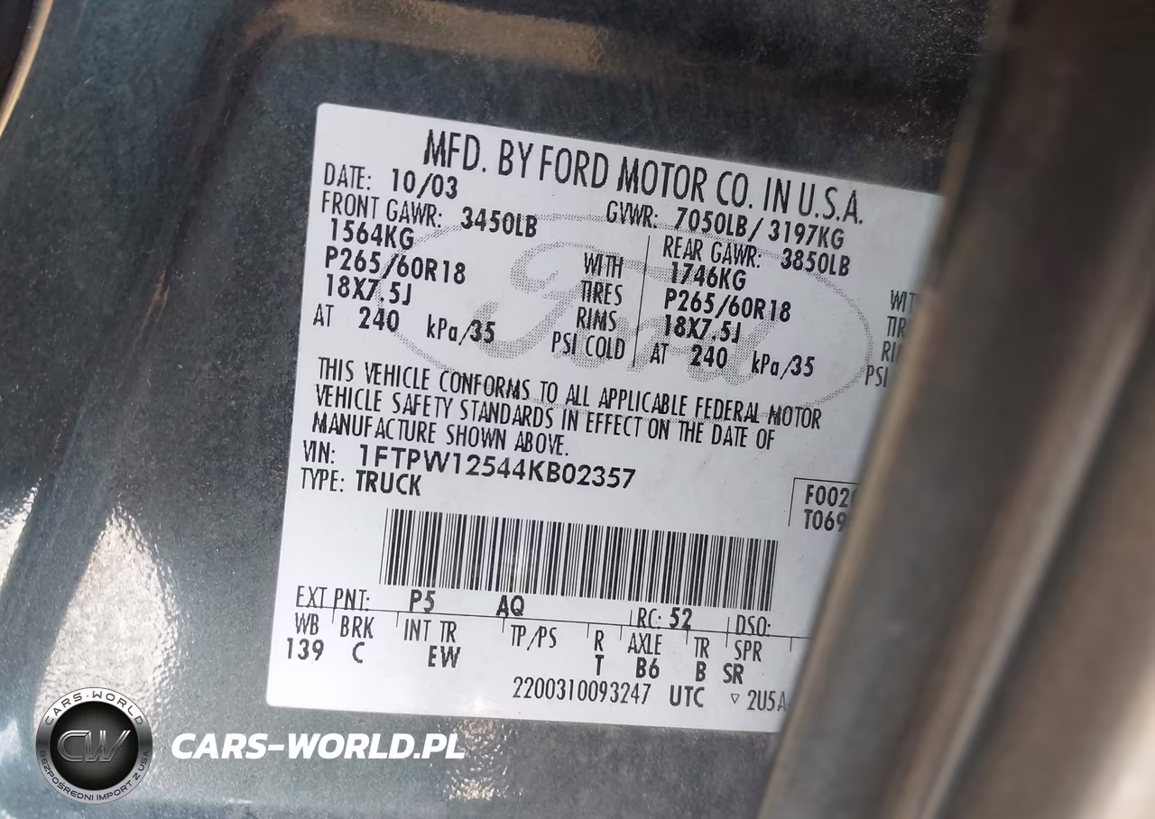 2004 Ford F-150 Lariat-Xlt VIN:1FTPW12544KB02357 - 9