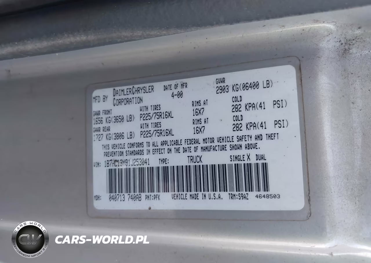 2001 Dodge Ram 1500 St VIN:1B7HC13Y91J253041 - 9