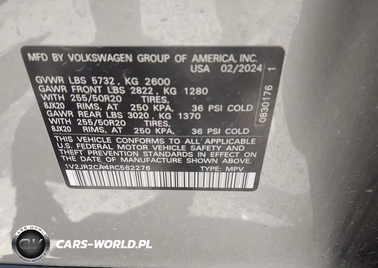 2024 Volkswagen Atlas 2.0T Se W-Technology VIN:1V2JR2CA4RC562276 - 9
