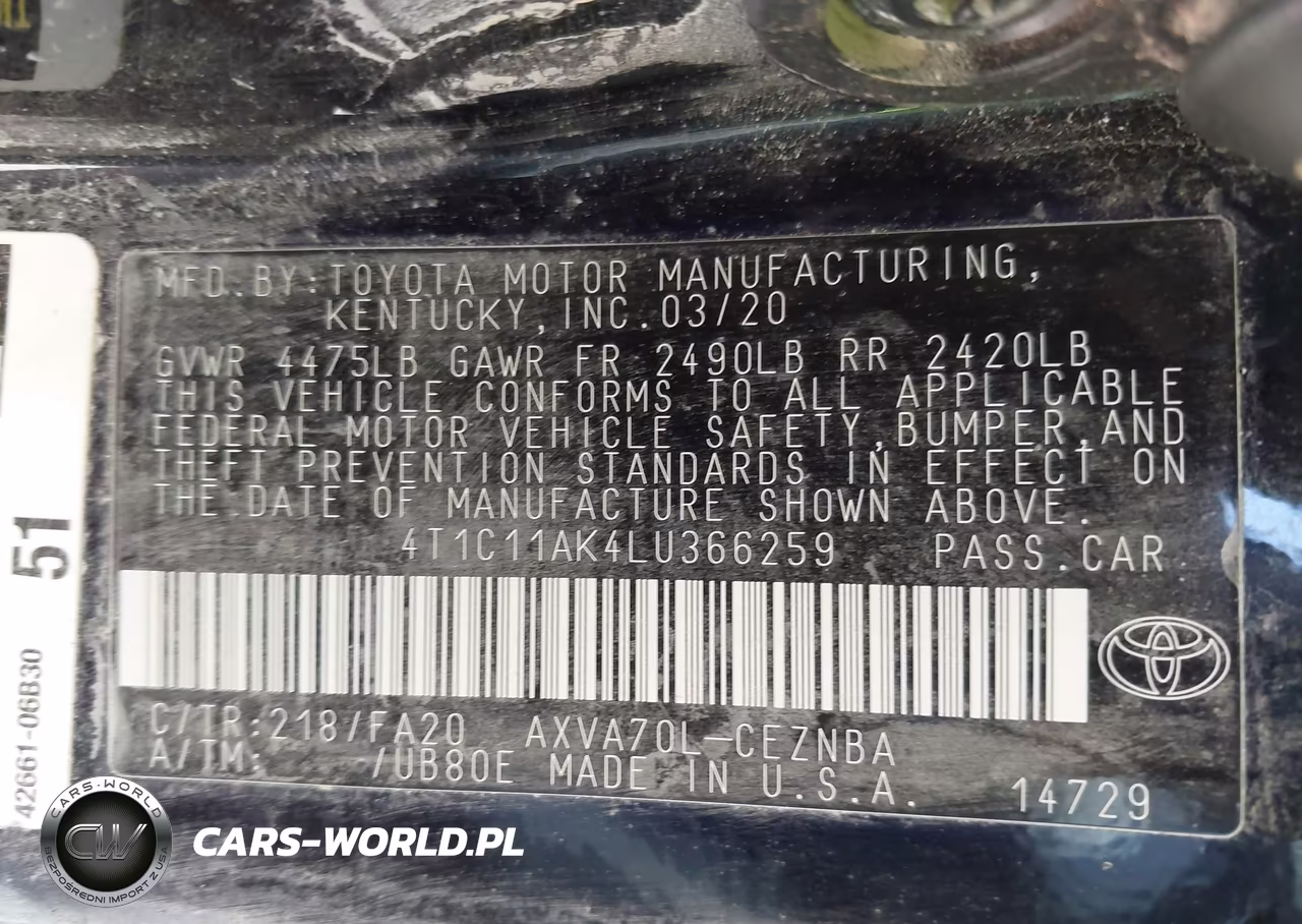 2020 Toyota Camry Le VIN:4T1C11AK4LU366259 - 9