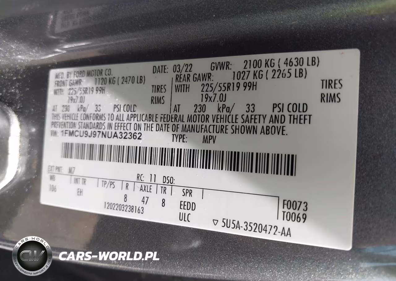 2022 Ford Escape Titanium VIN:1FMCU9J97NUA32362 - 9