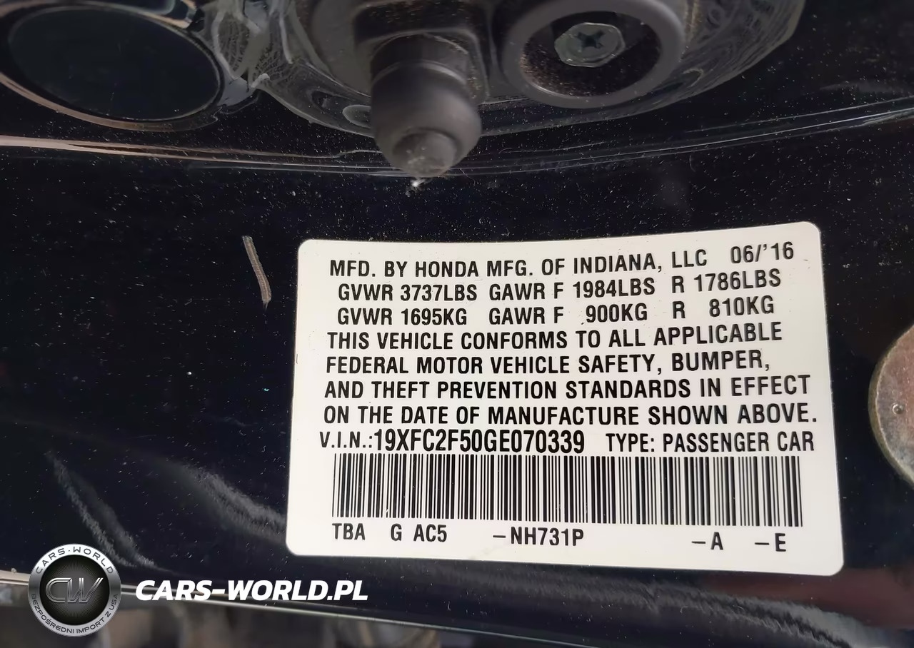 2016 Honda Civic Lx VIN:19XFC2F50GE070339 - 9