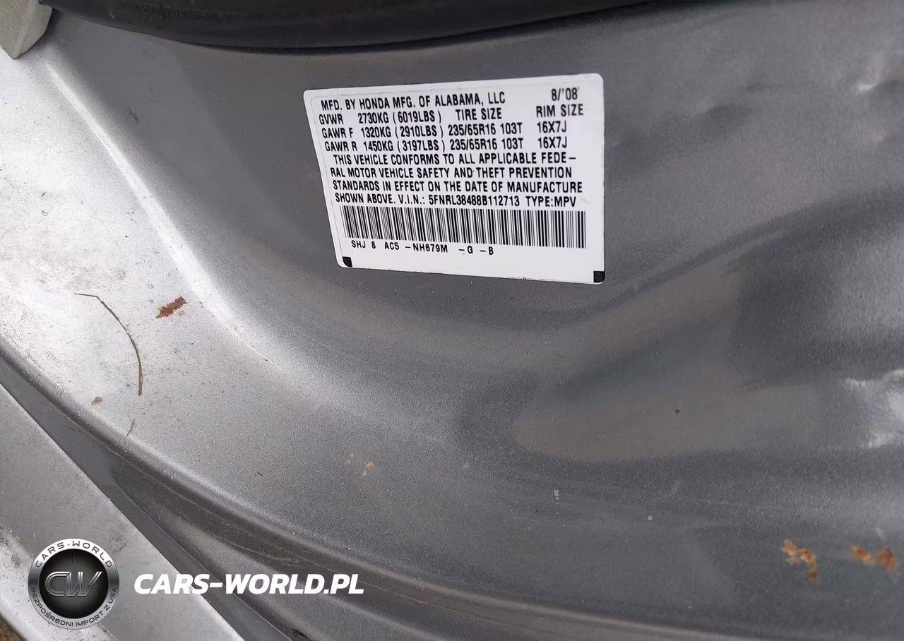 2008 Honda Odyssey Ex VIN:5FNRL38488B112713 - 9