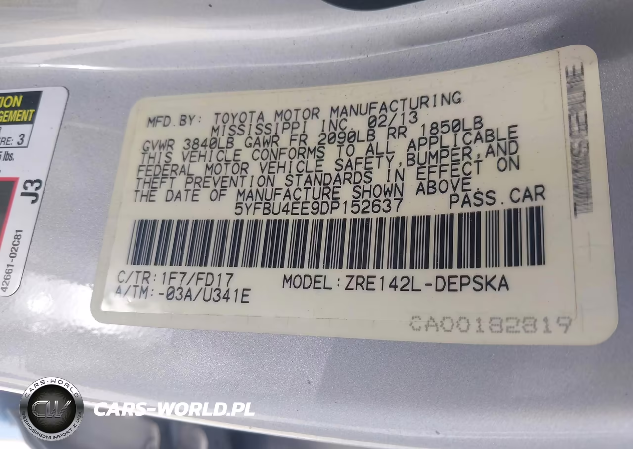 2013 Toyota Corolla S VIN:5YFBU4EE9DP152637 - 9