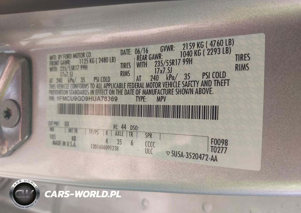 2017 Ford Escape Se VIN:1FMCU9GD9HUA78369 - 9