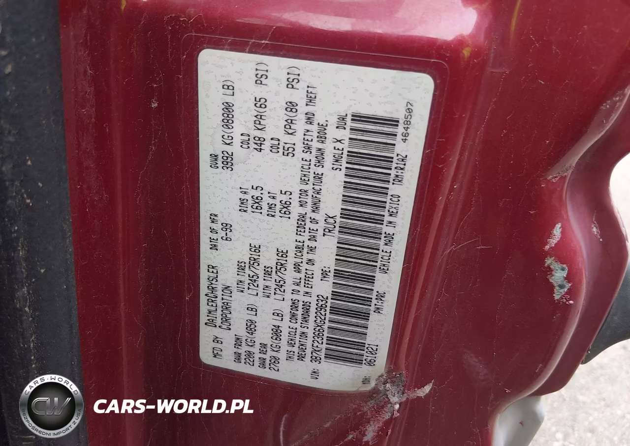 1999 Dodge Ram 2500 St VIN:3B7KF2366XG229632 - 9