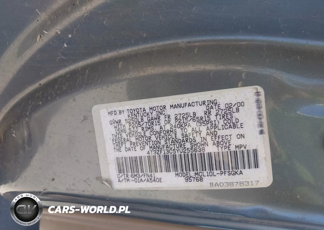 2000 Toyota Sienna Le VIN:4T3ZF13C5YU255638 - 9